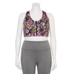 Plus Size Tek GearĀ® Zip-Front Medium Impact Sports Bra