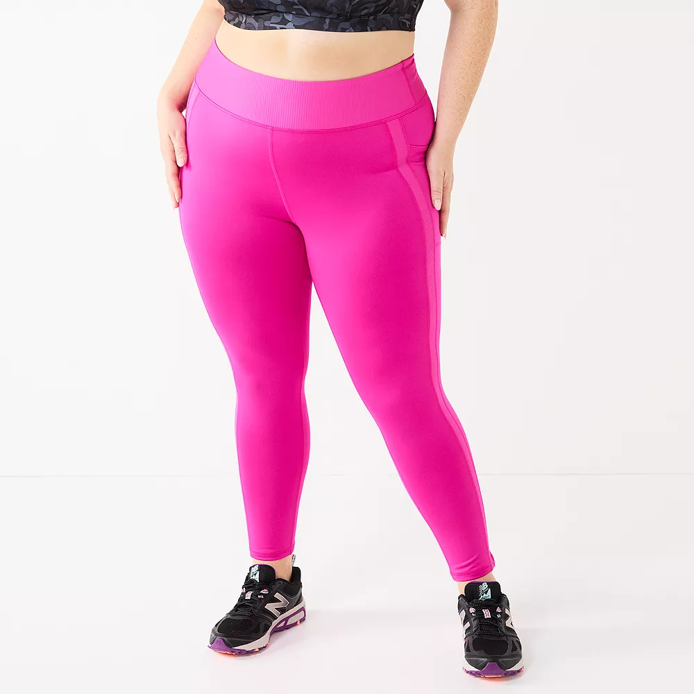 Plus Size Tek GearĀ® Ribbed Panel High-Waisted 7/8 Leggings