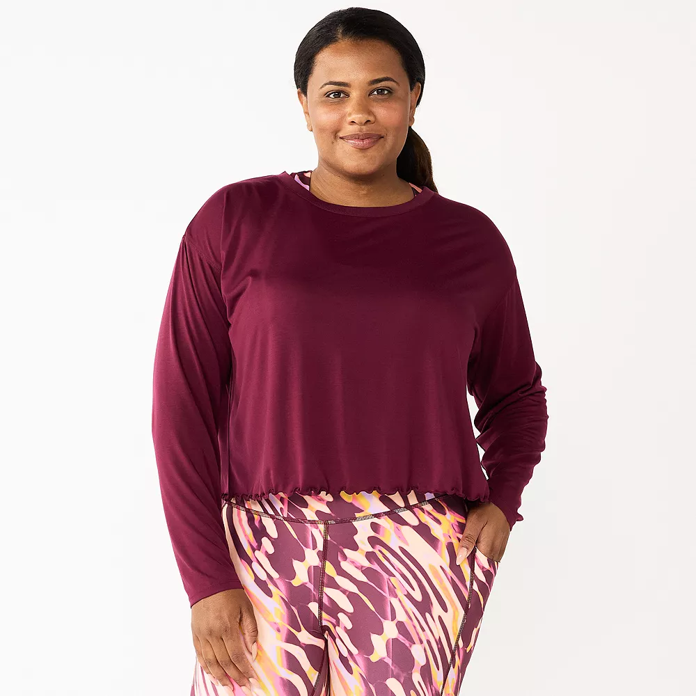 Plus Size Tek GearĀ® Lettuce-Edge Cross-Back Top - Image 2