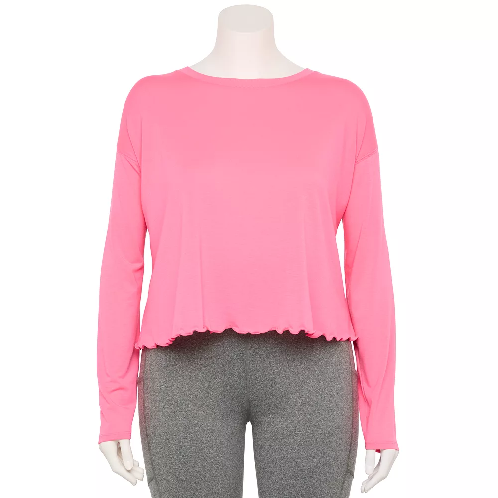 Plus Size Tek GearĀ® Lettuce-Edge Cross-Back Top - Image 4